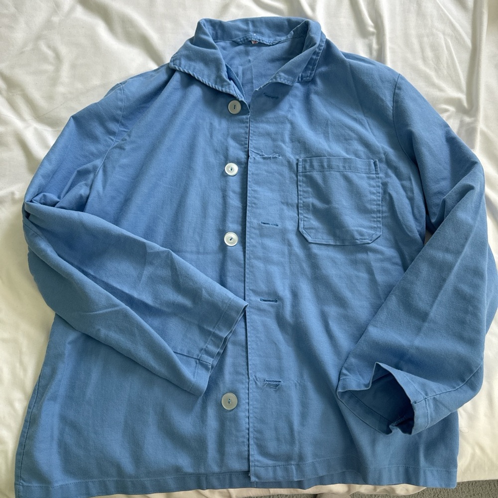 Women's Vintage Work wear Blue Button Down Shirt
